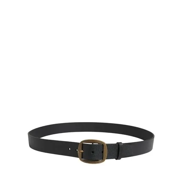 Dolce & Gabbana Men Black Classic Leather Metal Buckle Men's Belt - Picture 2 of 5
